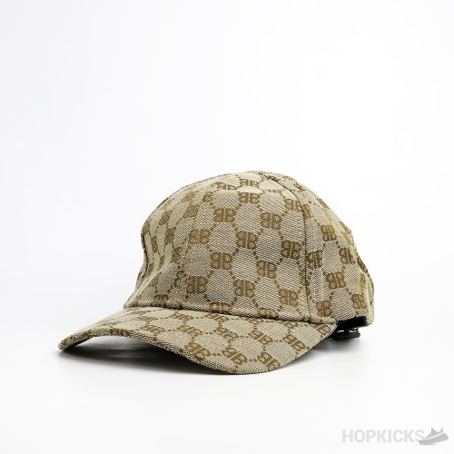 Gucci x Balenciaga BB Print Brown Cap